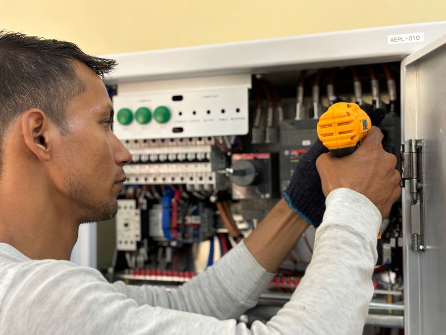 Illustrative stock image of electrical installation work